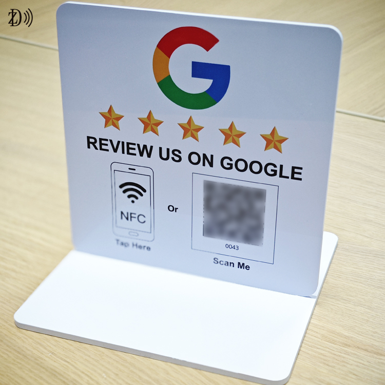 Big Size Google Review Standing QR Code NFC RFID Technology Passive Custom NFC Display