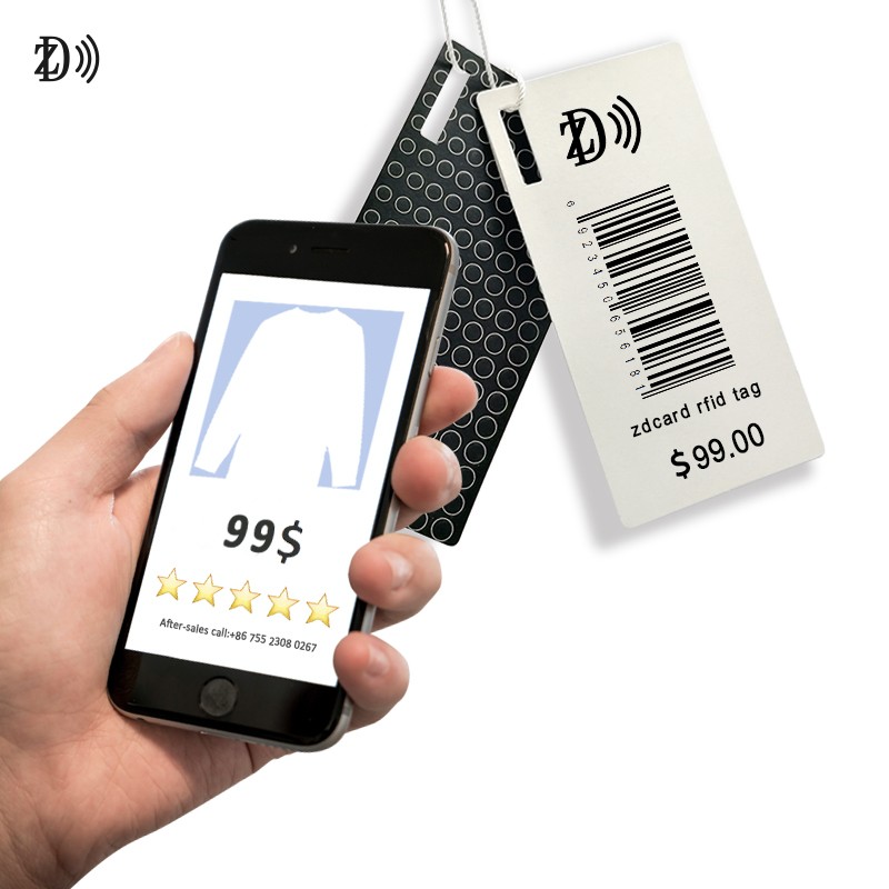 NFC/UHF Durable Paper Customized Printed 860~960MHz Clothing Tracking RFID Hang Price Tag