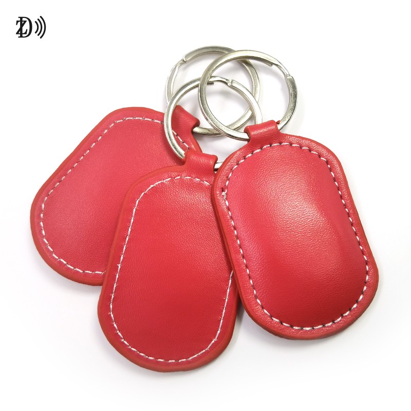 Customized RFID Leather Key Chain ISO 14443A/B 13.56MHz RFID Leather Key Fob Tag