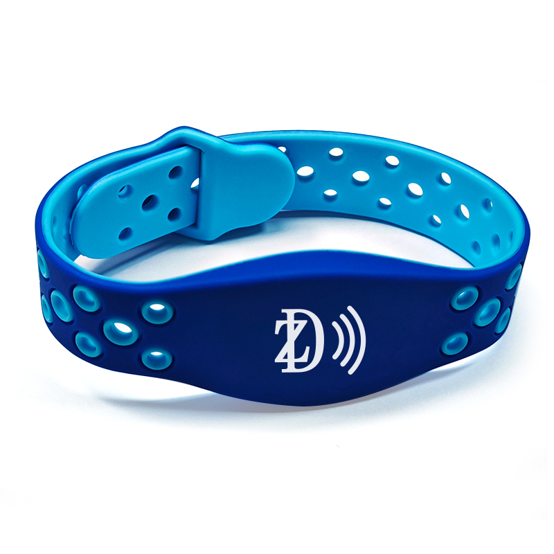 ZD-21 Access Control RFID Silicone Wristband Waterproof 13.56MHz NTAG213/215 NFC Bracelet