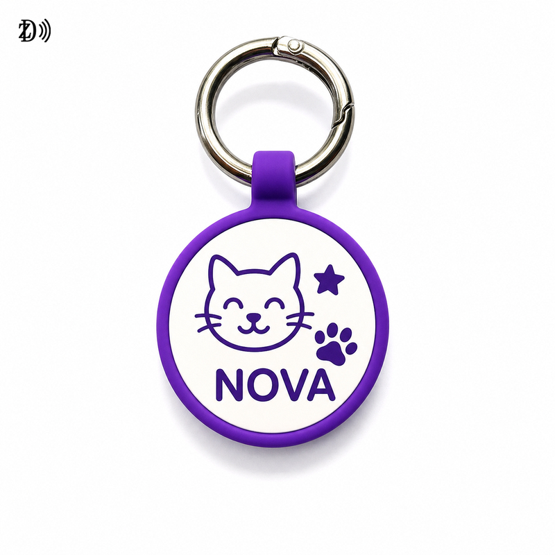 Round NFC Silicone Pet Key Tag �C Smart Pet ID Tag with Metal Ring