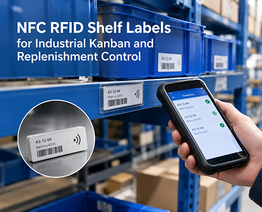 NFC RFID Shelf Labels in Warehouse
